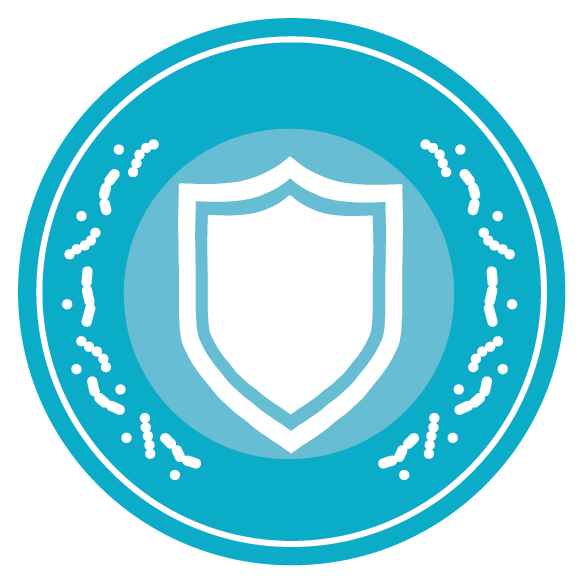 Icon of shield protecting against surrounding bacteria