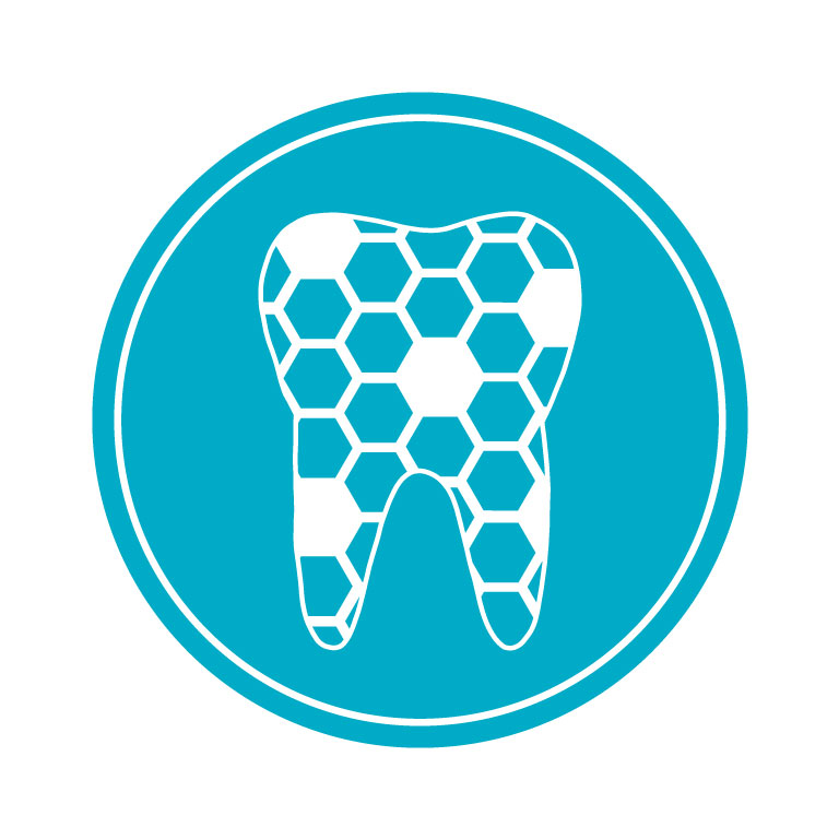 Icon of tooth with hexagonal pattern